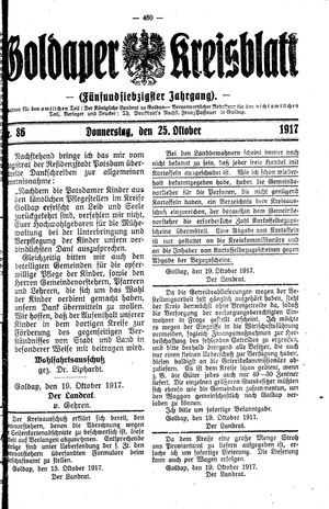 Goldaper Kreisblatt vom 25.10.1917