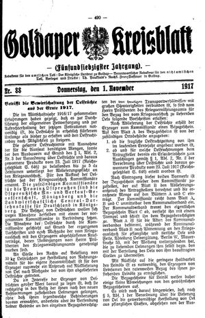 Goldaper Kreisblatt on Nov 1, 1917