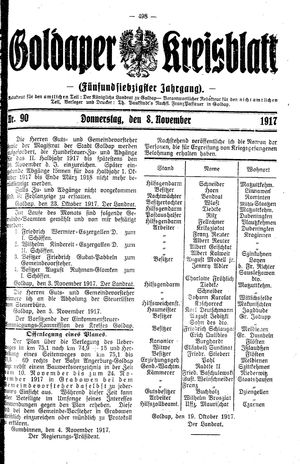 Goldaper Kreisblatt on Nov 8, 1917