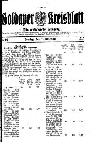 Goldaper Kreisblatt vom 11.11.1917