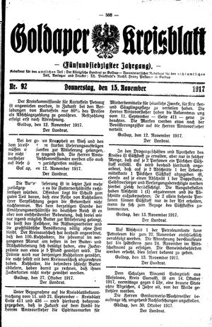 Goldaper Kreisblatt vom 15.11.1917