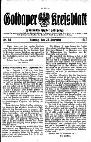 Goldaper Kreisblatt vom 25.11.1917