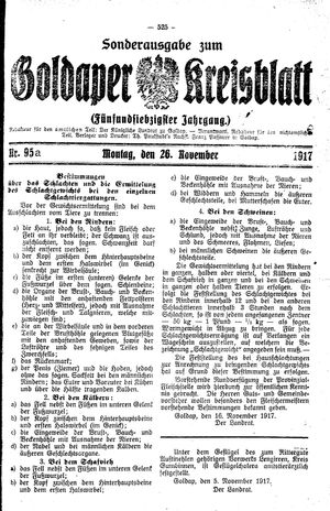 Goldaper Kreisblatt vom 26.11.1917