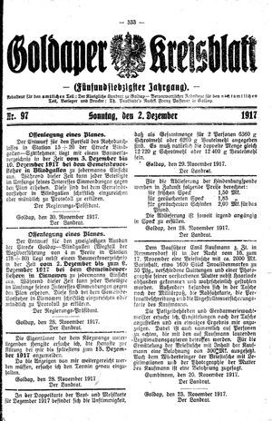 Goldaper Kreisblatt vom 02.12.1917