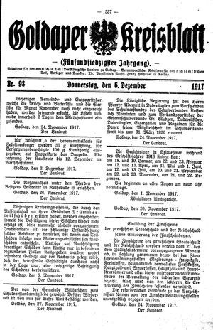 Goldaper Kreisblatt vom 06.12.1917