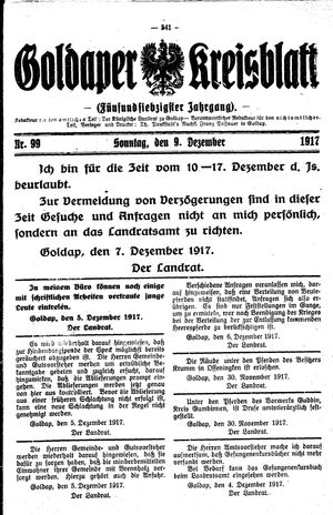 Goldaper Kreisblatt vom 09.12.1917