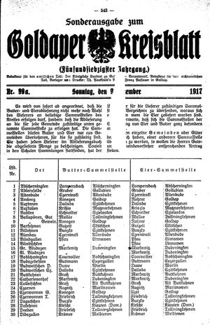 Goldaper Kreisblatt vom 09.12.1917