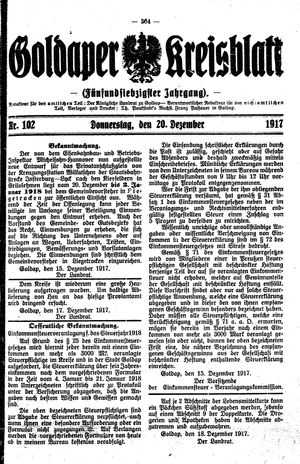 Goldaper Kreisblatt vom 20.12.1917