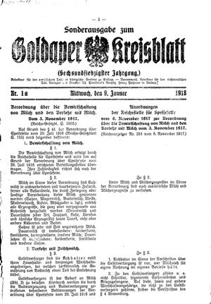 Goldaper Kreisblatt vom 09.01.1918