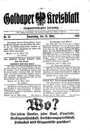Goldaper Kreisblatt on Mar 28, 1918