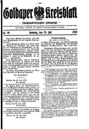 Goldaper Kreisblatt vom 28.07.1918
