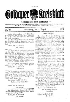 Goldaper Kreisblatt vom 01.08.1918