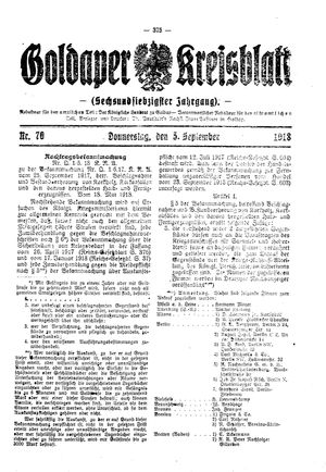 Goldaper Kreisblatt vom 05.09.1918