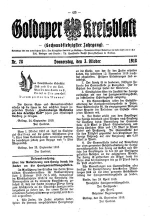 Goldaper Kreisblatt on Oct 3, 1918