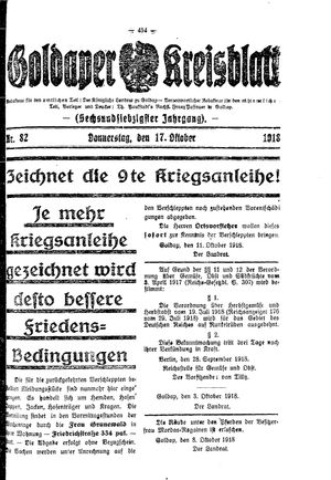 Goldaper Kreisblatt vom 17.10.1918