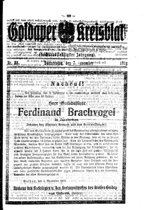 Goldaper Kreisblatt vom 07.11.1918
