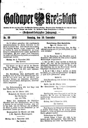 Goldaper Kreisblatt vom 10.11.1918