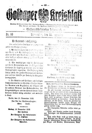Goldaper Kreisblatt vom 28.11.1918