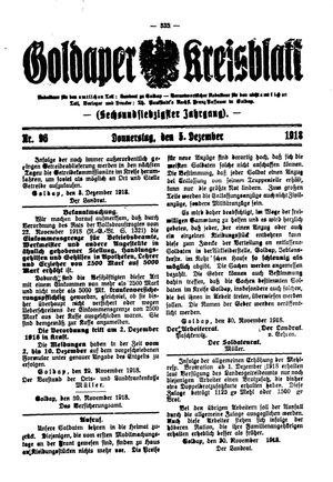 Goldaper Kreisblatt vom 05.12.1918