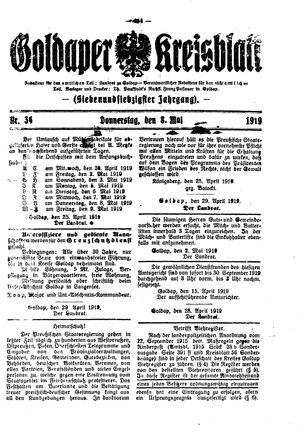 Goldaper Kreisblatt vom 08.05.1919