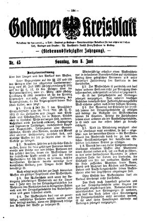 Goldaper Kreisblatt vom 08.06.1919