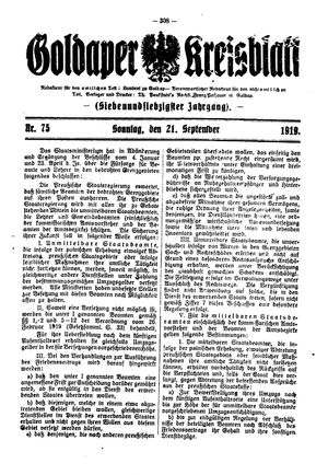 Goldaper Kreisblatt on Sep 21, 1919