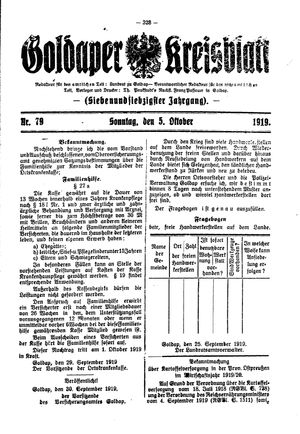 Goldaper Kreisblatt vom 05.10.1919