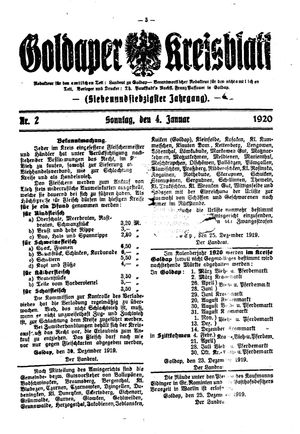 Goldaper Kreisblatt vom 04.01.1920