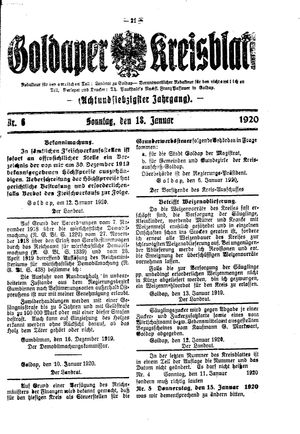 Goldaper Kreisblatt on Jan 18, 1920