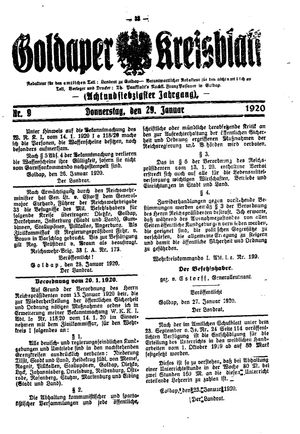 Goldaper Kreisblatt on Jan 29, 1920