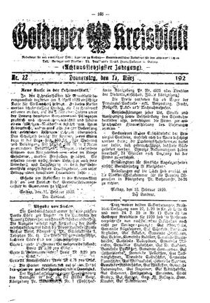 Goldaper Kreisblatt vom 11.03.1920