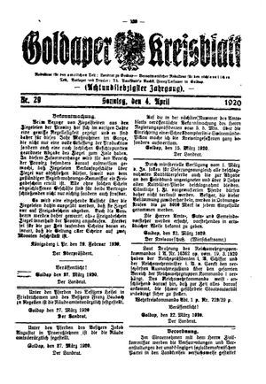 Goldaper Kreisblatt on Apr 4, 1920