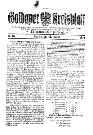 Goldaper Kreisblatt vom 15.08.1920