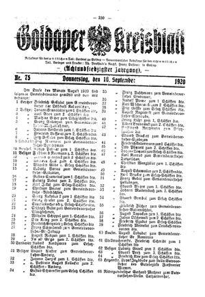 Goldaper Kreisblatt vom 16.09.1920