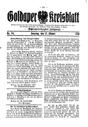 Goldaper Kreisblatt vom 17.10.1920