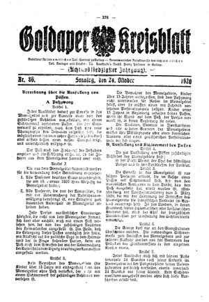 Goldaper Kreisblatt vom 24.10.1920