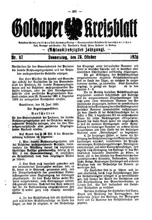 Goldaper Kreisblatt vom 28.10.1920