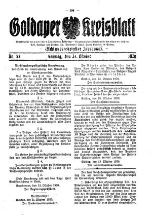Goldaper Kreisblatt vom 31.10.1920