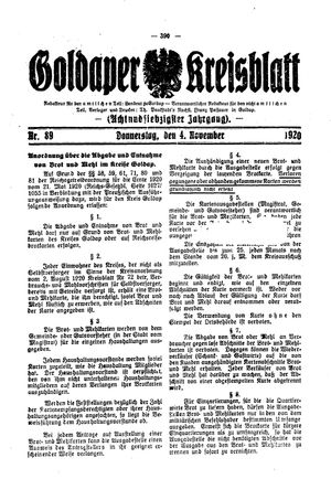 Goldaper Kreisblatt vom 04.11.1920