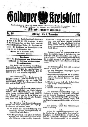 Goldaper Kreisblatt vom 07.11.1920
