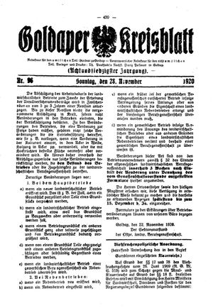 Goldaper Kreisblatt vom 28.11.1920