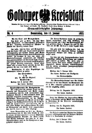 Goldaper Kreisblatt vom 13.01.1921