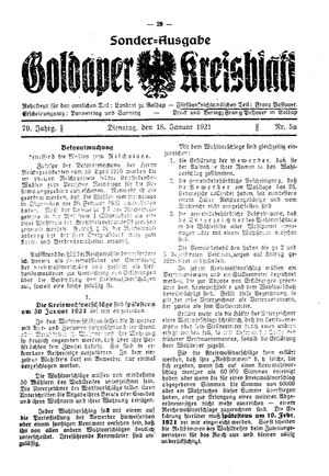 Goldaper Kreisblatt vom 18.01.1921
