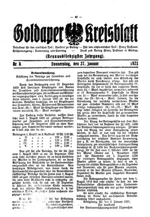 Goldaper Kreisblatt vom 27.01.1921
