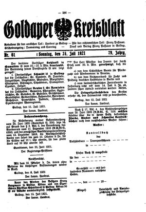 Goldaper Kreisblatt vom 24.07.1921