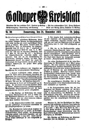 Goldaper Kreisblatt vom 24.11.1921