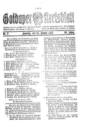 Goldaper Kreisblatt vom 15.01.1922