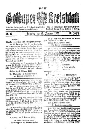 Goldaper Kreisblatt vom 12.02.1922