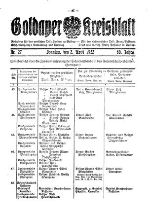 Goldaper Kreisblatt vom 02.04.1922