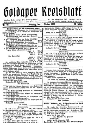 Goldaper Kreisblatt vom 01.10.1922